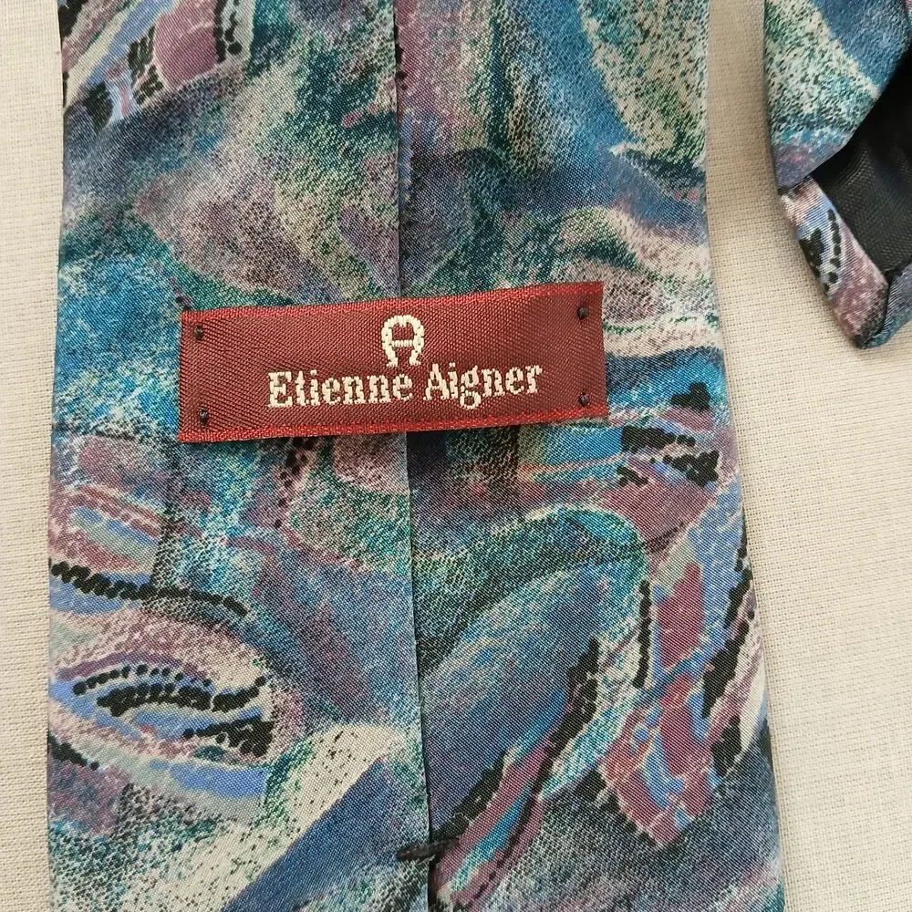 Vintage Etienne Aigner Abstract Painterly Mens Necktie watercolor 90s retro